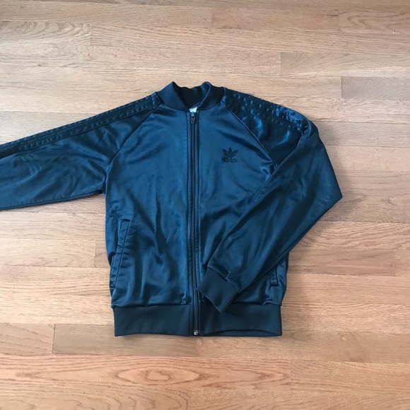 Old School Vintage Adidas Black Track Suit Jacket Size Small (XS) - Picture 2 of 15
